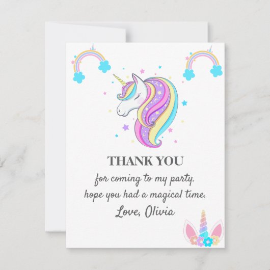 Eenhoorn Verjaardag Party Decoraties Kaart (Voorkant)