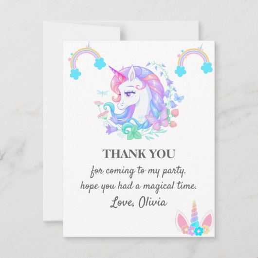 Eenhoorn Verjaardag Party Decoraties Kaart (Voorkant)