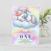 Eenhoorn Verjaardag Uitnodiging 1e (Staand voorkant)