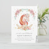 Eenhoorn Verjaardag uitnodiging 5 jaar (Staand voorkant)