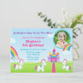 Eenhoorn Verjaardag Uitnodiging 5x7 Fotokaart (Staand voorkant)