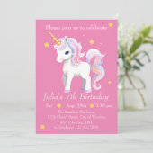 Eenhoorn Verjaardag Uitnodiging - Eenhoorn Feest (Staand voorkant)
