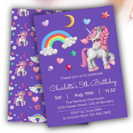 Eenhoorn Verjaardag Uitnodiging - Eenhoorn Feest