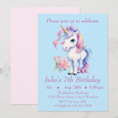 Eenhoorn Verjaardag Uitnodiging - Eenhoorn Feest (Voorkant / Achterkant)