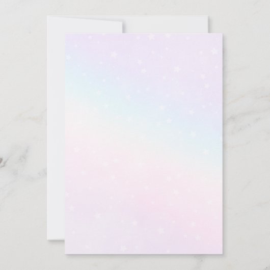 Eenhoorn Verjaardag Uitnodiging, Eenhoorn Regenboo Kaart (Achterkant)