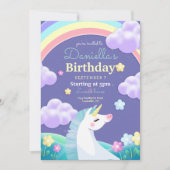 Eenhoorn Verjaardag Uitnodiging, Eenhoorn Regenboo Kaart (Voorkant)
