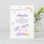 Eenhoorn Verjaardag Uitnodiging Eenhoorn Verjaarda (Staand voorkant)