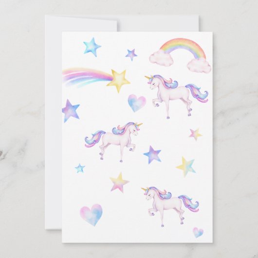 Eenhoorn Verjaardag Uitnodiging Eenhoorn Verjaarda (Achterkant)