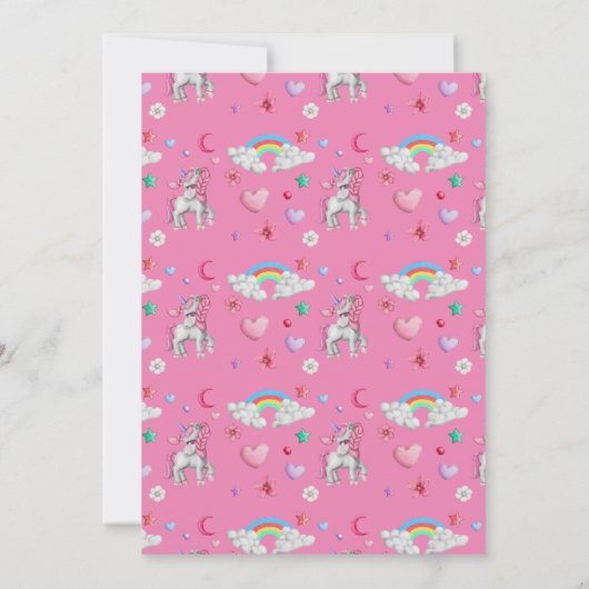 Eenhoorn Verjaardag uitnodiging | Eenhoornfeestje (Achterkant)