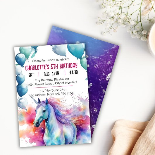 Eenhoorn Verjaardag uitnodiging | Eenhoornfeestje