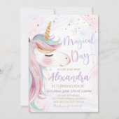 Eenhoorn Verjaardag Uitnodiging Feest (Voorkant)