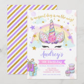 Eenhoorn verjaardag uitnodiging - magisch - Glitte (Voorkant / Achterkant)