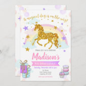 Eenhoorn Verjaardag Uitnodiging / Magische Partij (Voorkant / Achterkant)