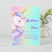 Eenhoorn Verjaardag Uitnodiging Meisjes Pastel Rai (Staand voorkant)