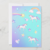 Eenhoorn Verjaardag Uitnodiging Meisjes Pastel Rai (Achterkant)