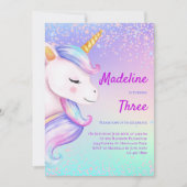 Eenhoorn Verjaardag Uitnodiging Meisjes Pastel Rai (Voorkant)