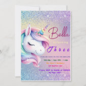 Eenhoorn Verjaardag Uitnodiging Pastel Rainbow Par (Voorkant)