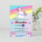 Eenhoorn Verjaardag Uitnodiging Pastel Rainbow Par (Staand voorkant)