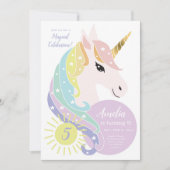 Eenhoorn Verjaardag Uitnodiging, Rainbow Eenhoorn  Kaart (Voorkant)