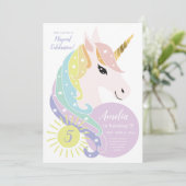 Eenhoorn Verjaardag Uitnodiging, Rainbow Eenhoorn  Kaart (Staand voorkant)