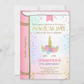 Eenhoorn Verjaardag Uitnodiging Roze Goud Magisch  (Voorkant)