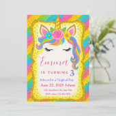 Eenhoorn Verjaardag Uitnodiging voor Girls Party (Staand voorkant)