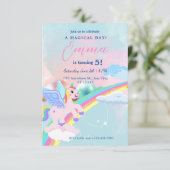 Eenhoorn Verjaardag uitnodiging voor Kind (Staand voorkant)