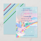 Eenhoorn Verjaardag uitnodiging voor Kind (Voorkant / Achterkant)