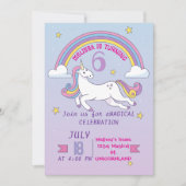 Eenhoorn verjaardag uitnodiging voor meisjes (Voorkant)