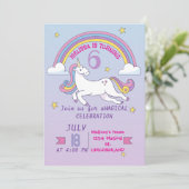 Eenhoorn verjaardag uitnodiging voor meisjes (Staand voorkant)