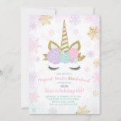 Eenhoorn Verjaardag Uitnodiging Winter Eenhoorn Pa (Voorkant)