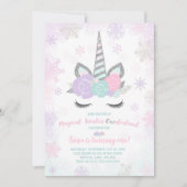 Eenhoorn Verjaardag Uitnodiging Winter Eenhoorn Pa (Voorkant)