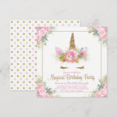 Eenhoorn Verjaardag Uitnodigingen Eenhoorn Gezicht (Voorkant / Achterkant)