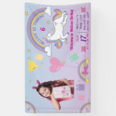 Eenhoorn Verjaardag Vinyl Banner - Aangepaste naam (Verticaal)