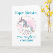Eenhoorn verjaardag voor meisje kaart (Gele Bloem)