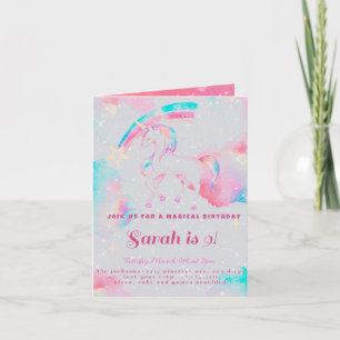 eenhoorn verjaardag Vouw Uitnodiging