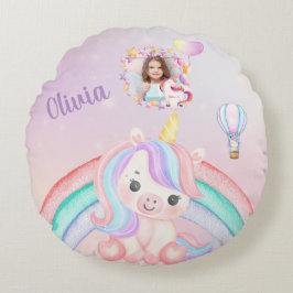 Eenhoorn verjaardagscadeau voor meisjes - naam en rond kussen