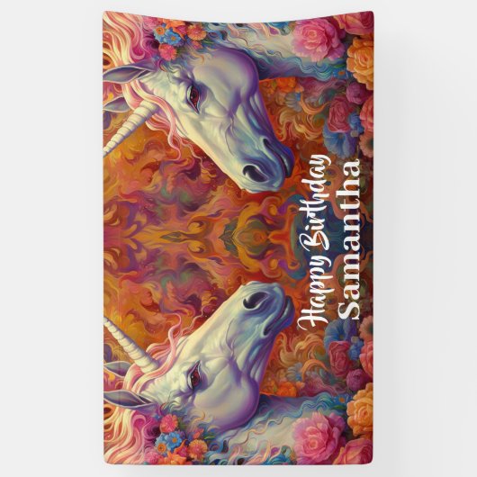 Eenhoorn Verjaardagsfeest Banner (Verticaal)