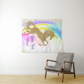 Eenhoorn Verjaardagsfeest Banner Achtergrond Wandkleed (In Situ (horizontaal))