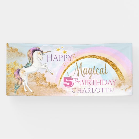 Eenhoorn Verjaardagsfeest Banners (Horizontaal)