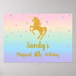 Eenhoorn Verjaardagsfeest Foto Achtergrond Poster