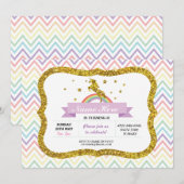 Eenhoorn Verjaardagsfeest Gouden Glitter Regenboog Kaart (Voorkant / Achterkant)