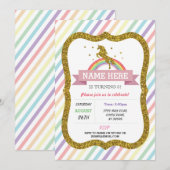 Eénhoorn verjaardagsfeest Gouden Glitters Regenboo Kaart (Voorkant / Achterkant)