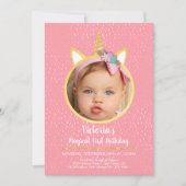 Eenhoorn Verjaardagsfeest met Foto Kaart (Voorkant)