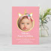 Eenhoorn Verjaardagsfeest met Foto Kaart (Staand voorkant)