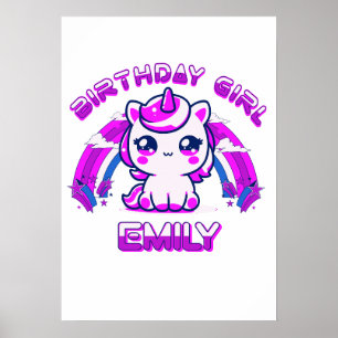 Eenhoorn Verjaardagsfeest Poster - Op Maat Voor Me