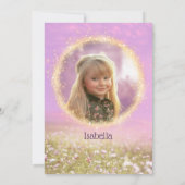 Eenhoorn Verjaardagsfeest Roze en Lavendel + Foto Kaart (Achterkant)