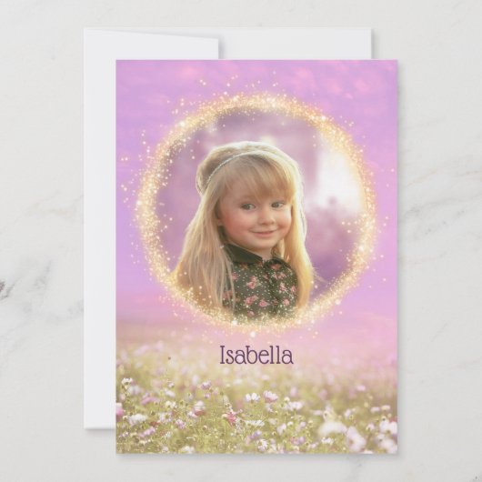 Eenhoorn Verjaardagsfeest Roze en Lavendel + Foto Kaart (Achterkant)