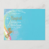 Eenhoorn Verjaardagsfeest Save The Date Briefkaart (Achterkant)