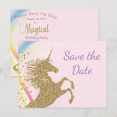 Eenhoorn Verjaardagsfeest Save The Date Briefkaart (Voorkant / Achterkant)